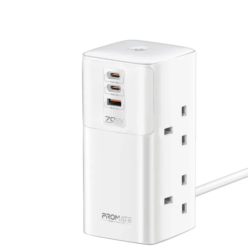 Promate 70W Multi-Port Charging Station with Quad AC Sockets