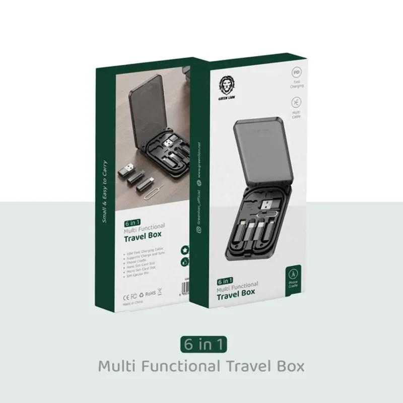 Green Lion 6 in 1 MultI Functional Travel Box – Black