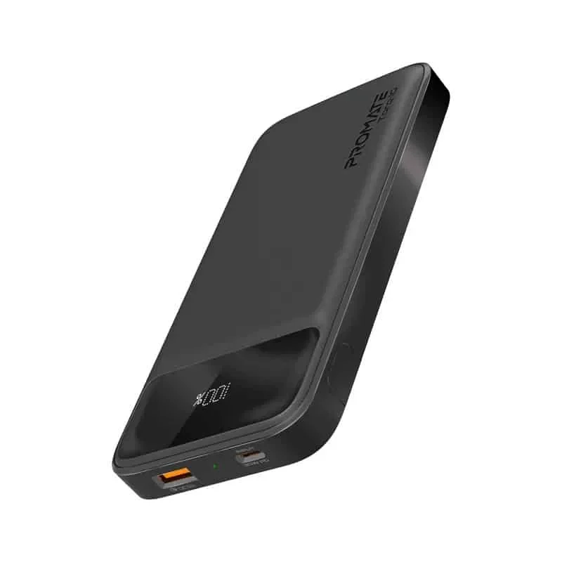 Promate 10000mAh Slim Power Bank with 20W USB-C Power Delivery and Quick Charge 3.0