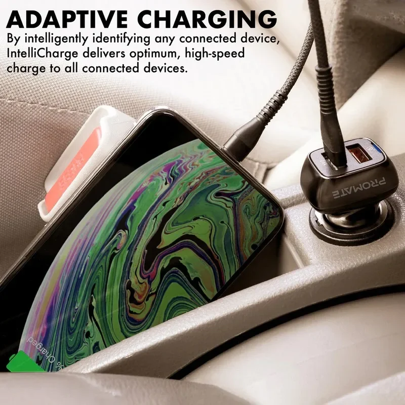 Promate QC 3.0 Car Charger with 30 Watt Dual USB Ports