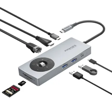 Promate 14 in 1 Highspeed Multiport USB-C Hub Multimedia Controls & 100WPD