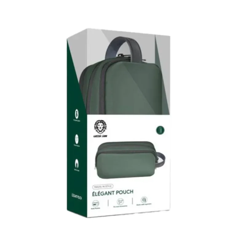 Green Lion Elegant Pouch – Dark Green