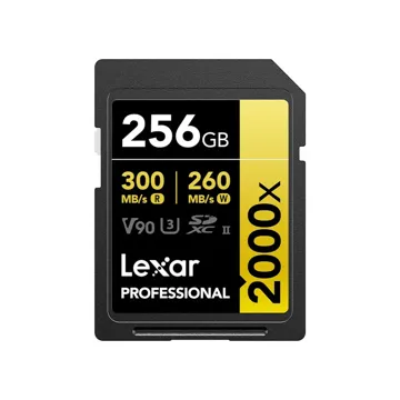 Lexar Professional 256GB 2000X SDHC UHS-II Cards Up To 300MB/s Read 260MB/s Write C10 V90 U3