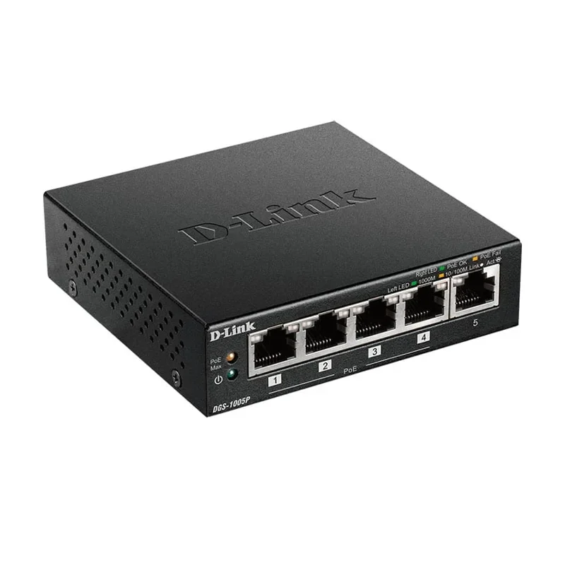 D-Link 5-Port 10/100/1000 Base-T Unmanaged Switch with 4 PoE , 60W PoE Power Budget