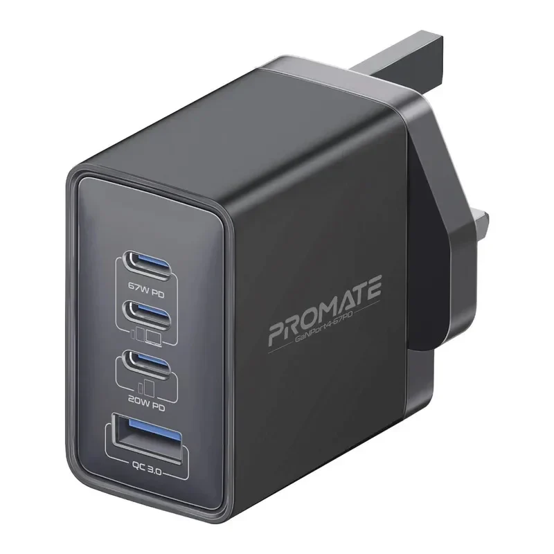Promate 67W PD GaNFast Charger with 2 x 67WPD USB-C