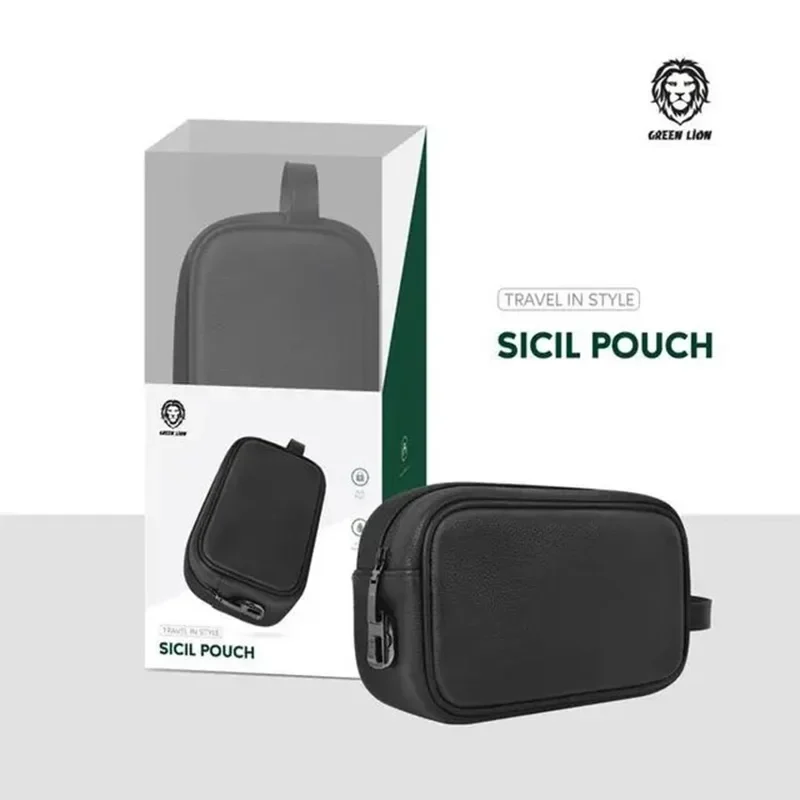Green Lion Sicil PU Leather Pouch – Black