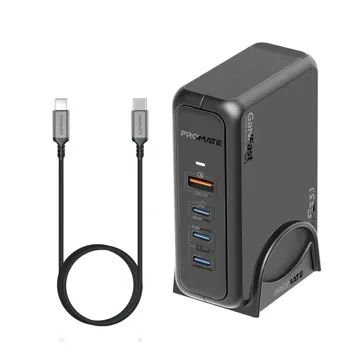 Promate Super Speed GaNFast PD3.1 Charging Station with 140W USB-C PD, 100W USB-C PD