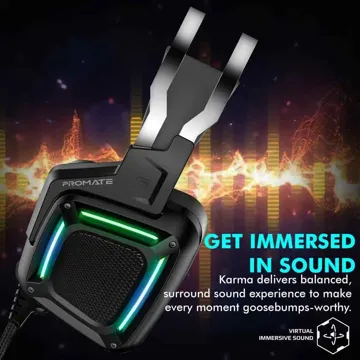 Promate On-Ear Gaming Earphone with Vibration, Led Light, Mic