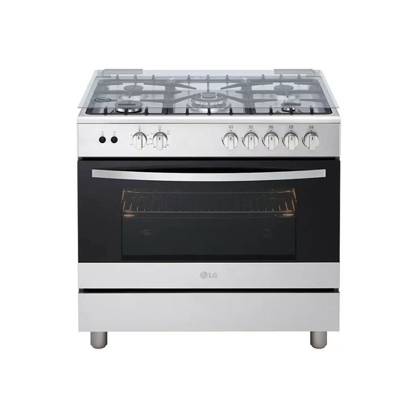 LG Gas Cooker 90 x 60 cm 5 Burner Grill Oven Silver