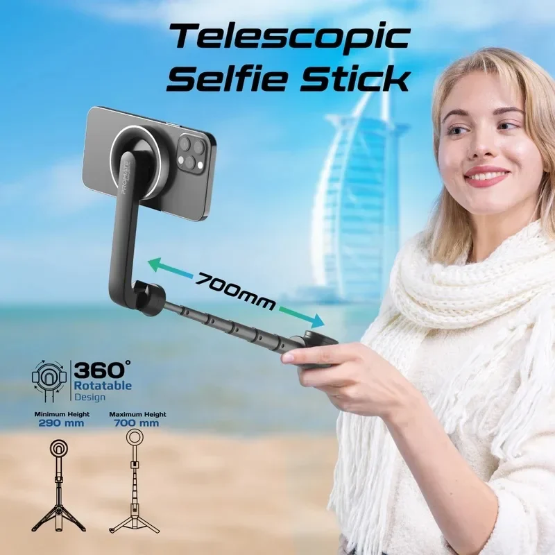 Promate Telescopic Selfie Stick with Magnetic Mounting