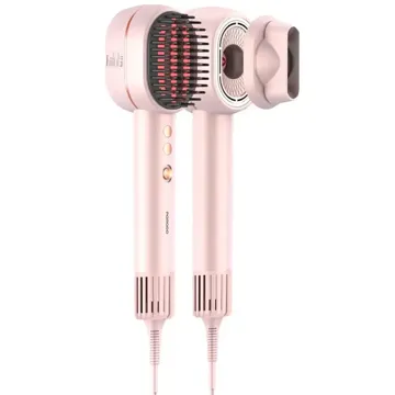 Porodo 2-In-1 Hair Dryer & Straightener Brush with Smart Temperature Control – Pink