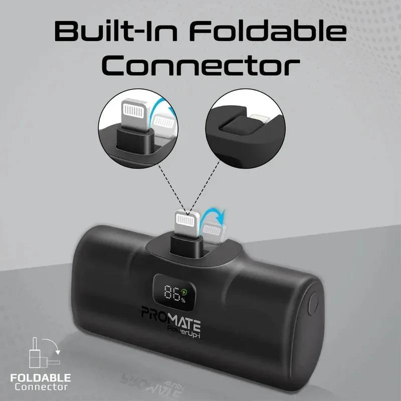 Promate 5000mAh Portable Mini Power Bank with foldable 20W