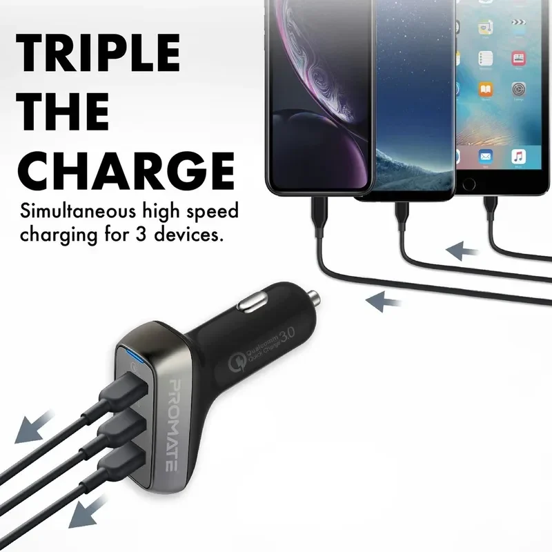 Promate 35W Qualcomm QC3.0 with 3 USB Ports