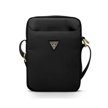 Guess Nylon Tablet Bag with Metal Triangle Logo 10″ – Black