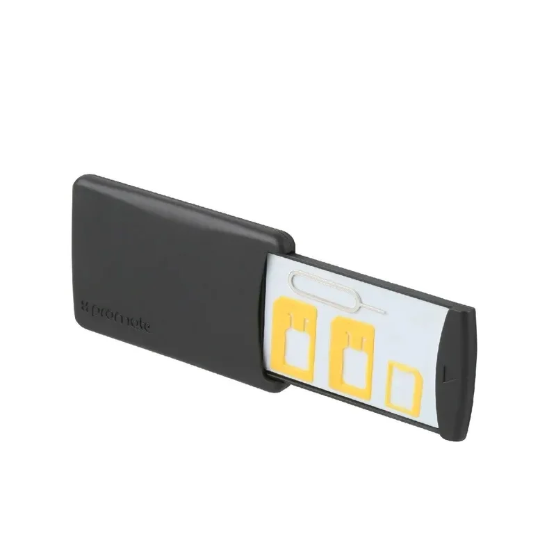 Promate Universal Mobile Sim & Memory Cards Storage Box with SIM Removal Pin