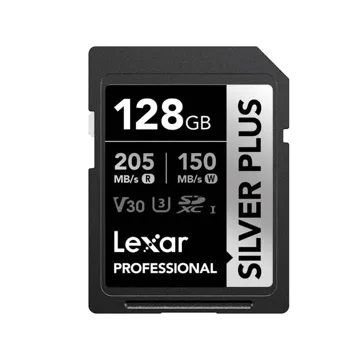 Lexar Professional 128GB Silver Plus SDXC™ UHS-I Cards Up To 205MB/s Read 150MB/s Write