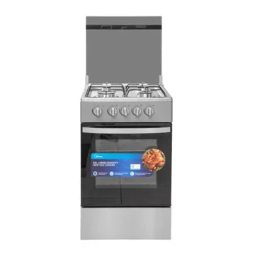 Midea Gas Cooker 4 Burner 50 x 50cm Silver Oven Grill Auto