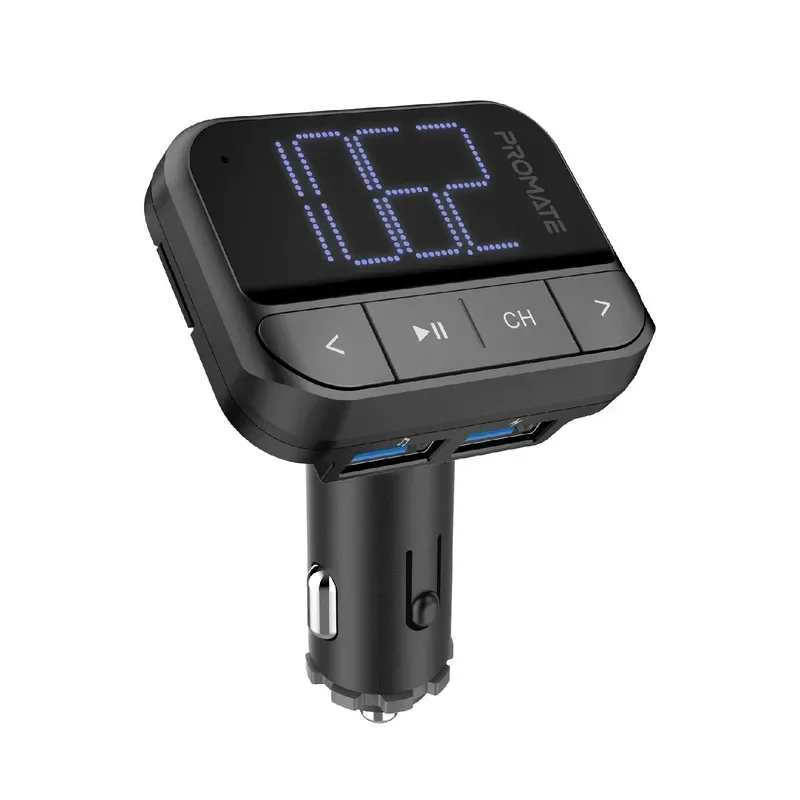 Car FM Transmitter with TF & USB input, USB Charging Port