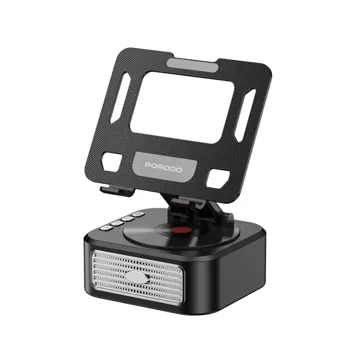 Porodo Lifestyle 5W Bluetooth Speaker with 360° Adjustable Foldable Tablet Holder – Black