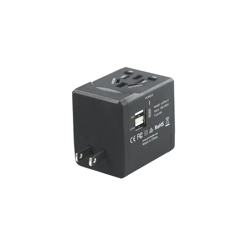 Promate Multi-Regional Travel Adapter with Two USB Charging Ports