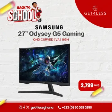 Samsung Gaming Monitor 27″ LS27CG552 Curved ,QHD,VA Panel, HDR10,1000R ,1MS-165HZ