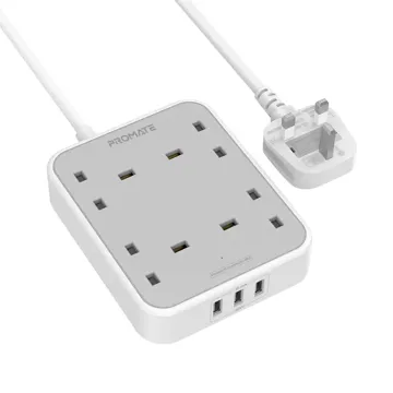 Promate 3250W 4-Outlet Charging Hub with 3 USB Ports