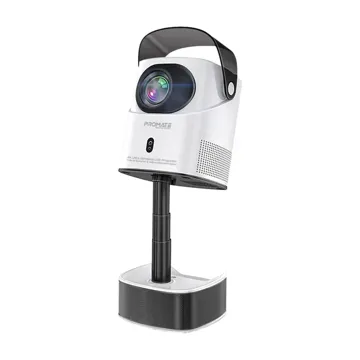 Promate 4K Ultra HD Wireless LCD Projector with Built-In Speaker & Monopod Stand