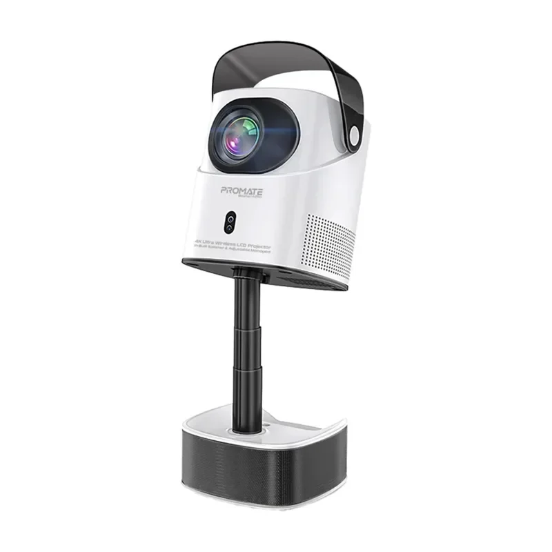Promate 4K Ultra HD Wireless LCD Projector with Built-In Speaker & Monopod Stand