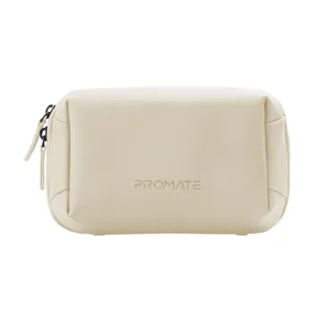 Promate Compact Tech Essential Organizer Pouch Bag with Multiple Compartments – Beige