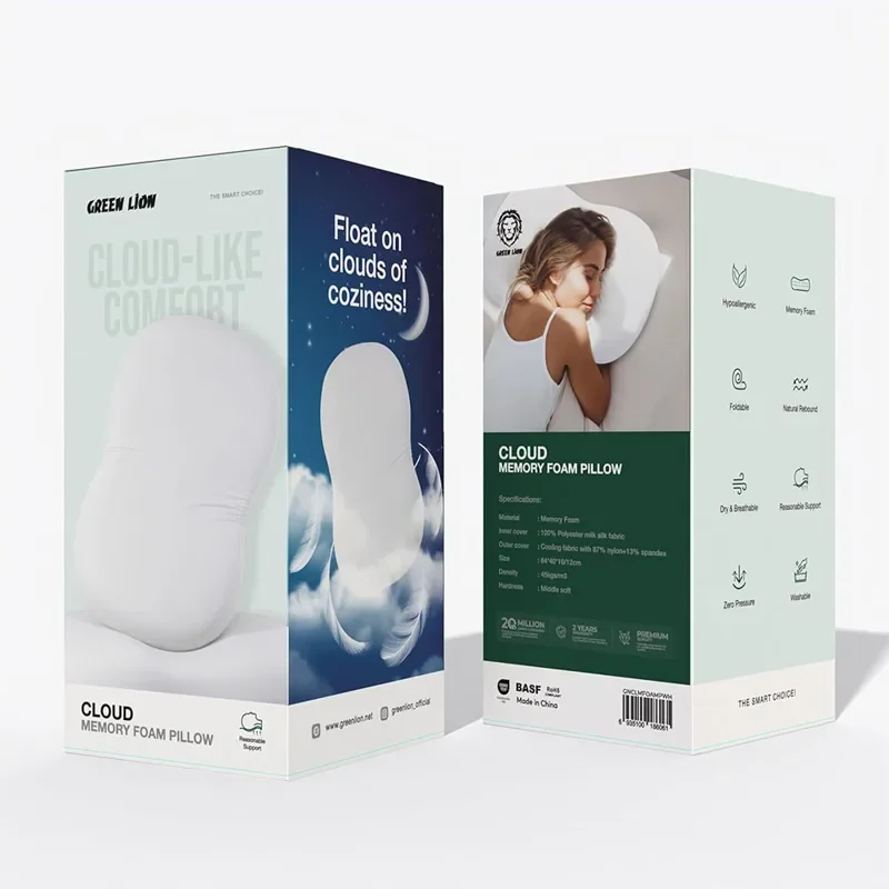 Green Lion Cloud Memory Foam Pillow White