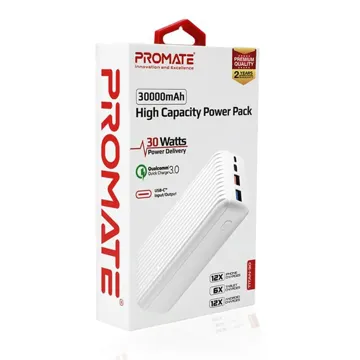 Promate 30Watt Ultra-Fast Charging Power Bank with Power Delivery