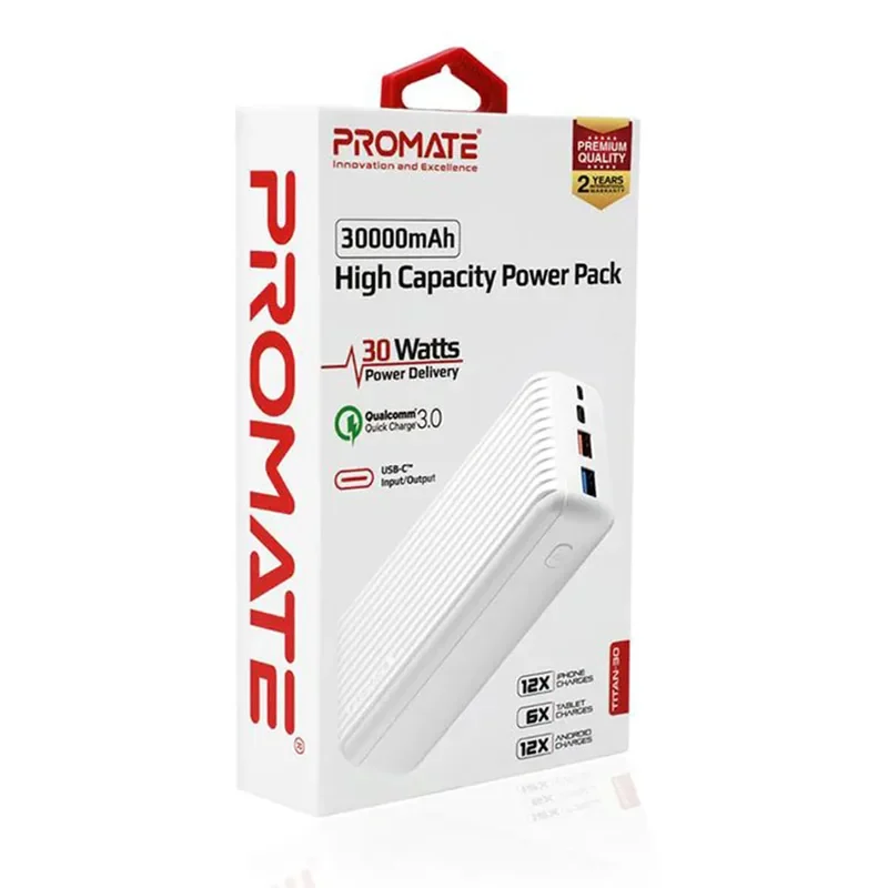 Promate 30Watt Ultra-Fast Charging Power Bank with Power Delivery