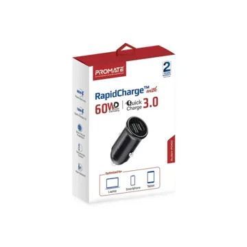 Promate Rapid Charge Mini Car Charger with 60W Power Delivery