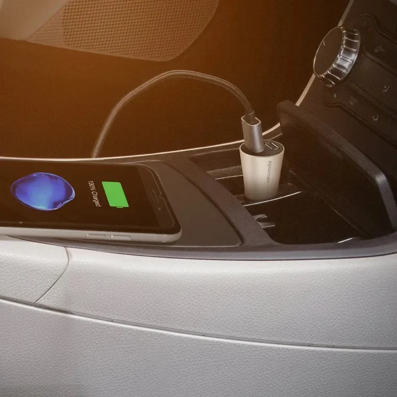 Promate Robust Car Charger with Qualcomm Quick Charge 3.0 Dual USB Port