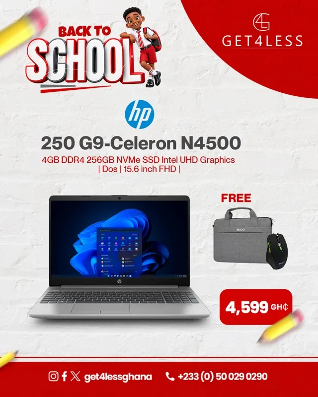 HP 250 G9-Celeron N4500 4GB DDR4 256GB NVMe HDD Intel UHD Graphics Dos 15.6 inch FHD Dark Ash Silver