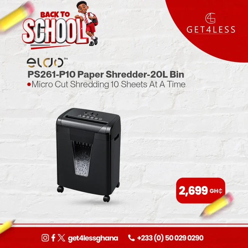 Eldo PS261-P10 Paper Shredder 20 Litres Bin Micro Cut Shredding 10 Sheets