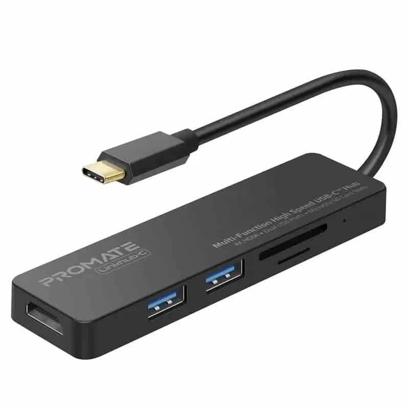 Promate Multi-Function High Speed USB-C Hub with HDMI and MicroSD card Slot