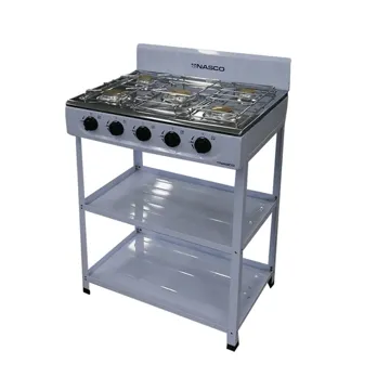 Nasco Gas Stove 5 Burner 2 Shelves Stand Stainless Steel