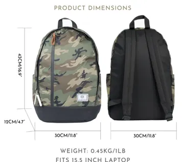 Habitu Polyester Backpack 15.6″ Green Camo