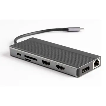 Powerology 13 in 1 USB-C Hub 4K HDMI Type-C 100W PD Ethernet USB SD MicroSD 3.5 AUX
