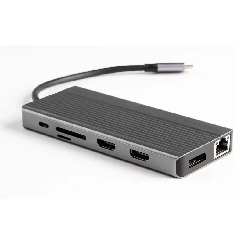 Powerology 13 in 1 USB-C Hub 4K HDMI Type-C 100W PD Ethernet USB SD MicroSD 3.5 AUX