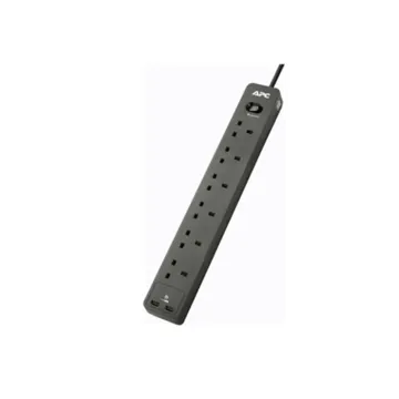 APC Surge Arrest Essential Surge Protector 6X BS1363 OutLet PLug/2 USB Port 2 Meter