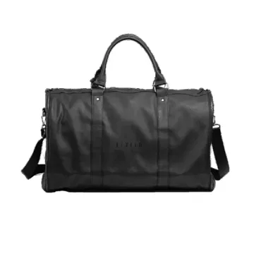 Levelo Allin Style Saffiano Leather Travel Duffle Bag – Black