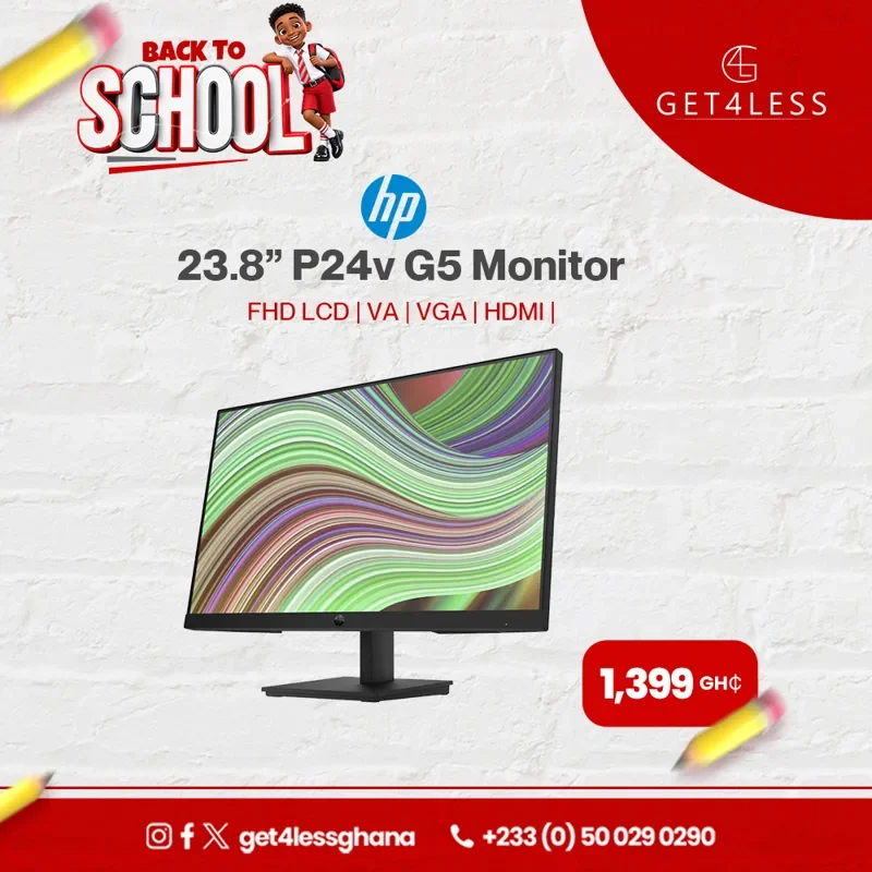 HP P24v G5 Monitor-23.8 Inches FHD LCD VA Vga HDMI Black