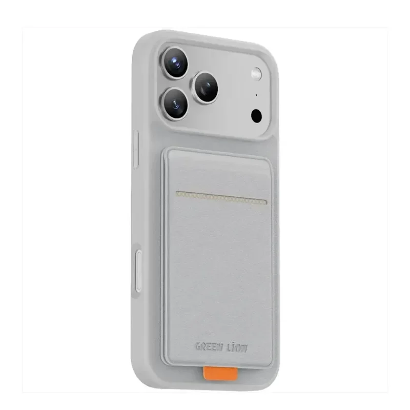 Green Lion Regal MagSafe Leather Case with Card Holder for iPhone 17 Pro Max Silver
