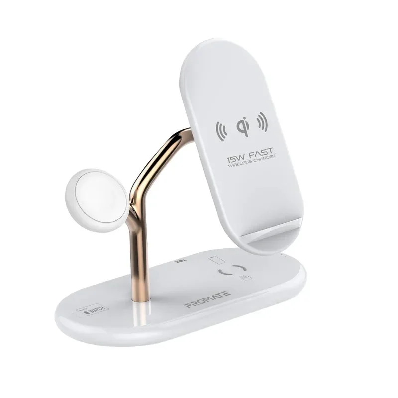 Promate 4-in-1 High-Speed Wireless Charging Station Gold