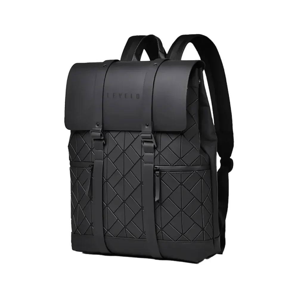 Levelo Caen PU Leather Travel BackPack – Black