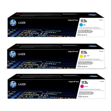 HP Toner W2071A, W2072A, W2073A (117A) Cyan Yellow Magenta