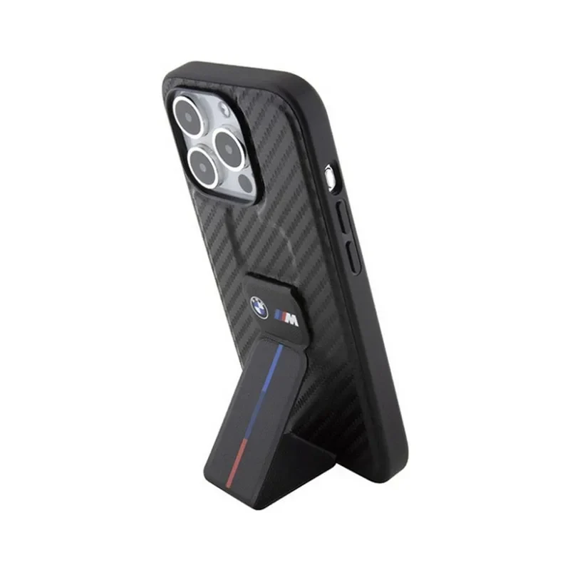 BMW M Grip Stand Carbon Case for iPhone 15 Pro -black
