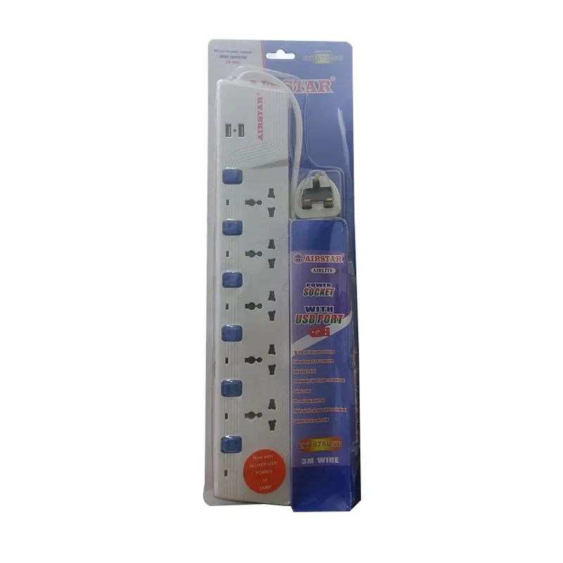 Extension All Star 6 ways 5MTS 2 USB EXT675USB